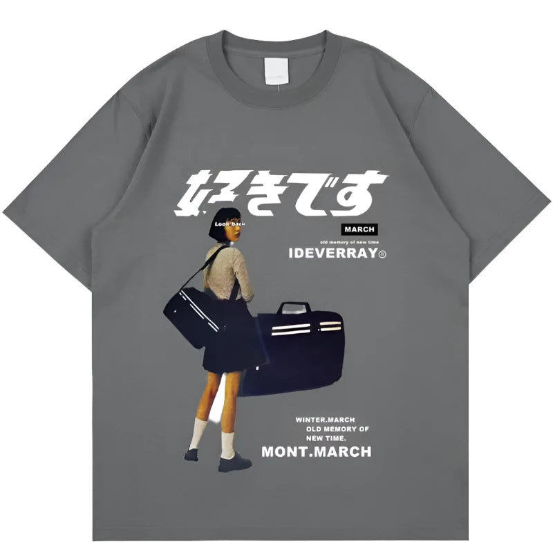 Hip Hop Streetwear Harajuku T Shirt Girl Japanese Kanji Print Tshirt 2021CC Summer Mens Short Sleeve Cotton Oversized T-Shirt